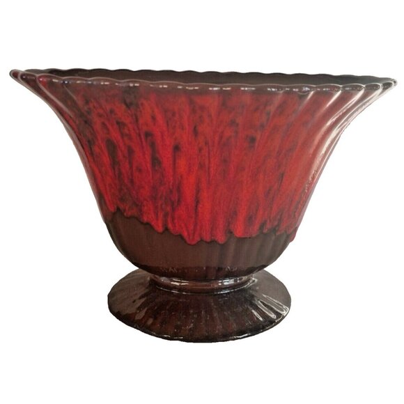 Vintage Mid-Century Red Drip Glaze Planter – Evangeline Canuck Pottery #913 - Picture 1 of 7